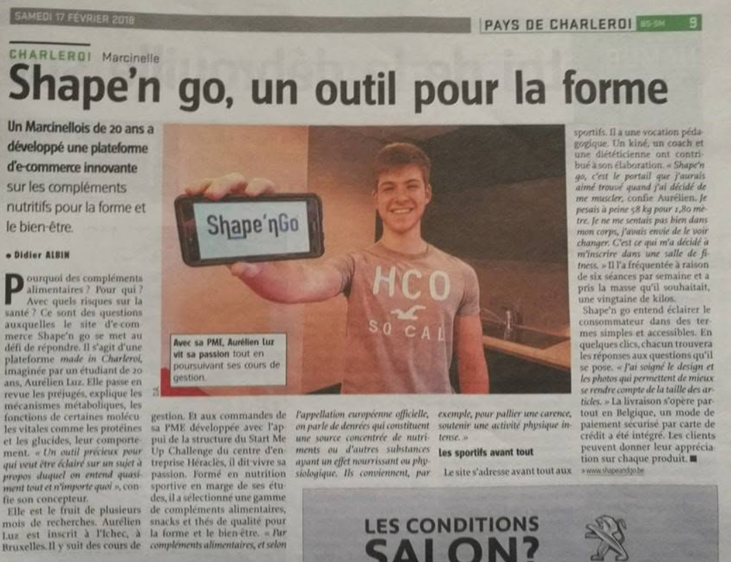 Article de presse Shape'n Go depuis la chambre